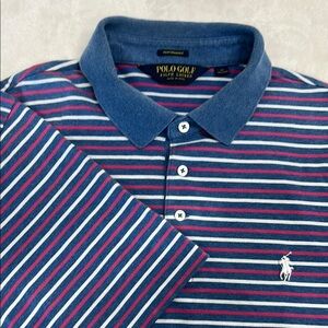 Ralph‎ Lauren Polo Golf Men's Polo Shirt Large Blue Pink White - White Pony